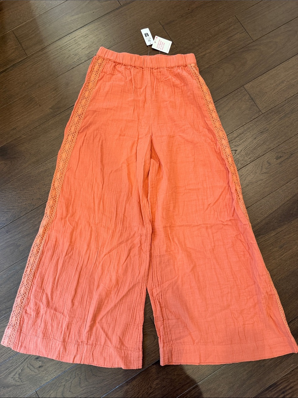 Roxy Apricot Golden Tropics Wide-Leg Pants Size Medium NWT - C72-017